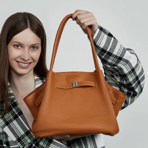 BeeGreen Women High Quality Elegant Handbag Genuine Leather Dumpling Bag Classic Basket Commuter Bag Fashion Wing Bag