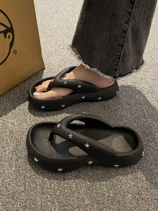 ผู้หญิง ดาว Y2K รองเท้าแตะสไตล์ทอง ฤดูร้อน นุ่ม ด้านล่าง กันลื่น ส้นหนาเข้ากันทั่วรองเท้ารองเท้าแตะสวมใส่กลางแจ้ง