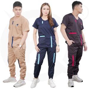 Scrub Suit 1st Gen KSS-34 Overlap Neck Secret Pocket Combi Design 5-Pocket Jogger Pants