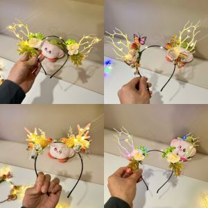 เครื่องประดับผมแบบใหม่ที่ประดับด้วยเลื่อม แก้มลิงไฟ กำไลผมประดับเลื่อมสำหรับการแสดงวันคริสต์มาส เครื่องประดับผมที่มีไฟส่องสว่าง