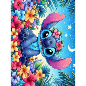 1 piece - Potdemiel-5D-DIY - Flocking cloth - Special drill - Diamond painting set - Blue alien - Diamond art