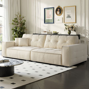 Government Subsidized Italian Minimalist Black Cat Scratch Leather Cubic Sofa for Living Room Small Apartment Style