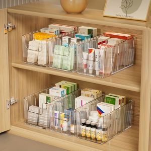 Acrylic Medicine Organizer Tray With Handle For Kitchen Bathroom Countertop Storage And Pill Organization Produce Box Bowl