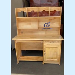 BÀN HỌC SINH GỖ THÔNG GHÉP MÀU VÀNG GỖ TỰ NHIÊN LIỀN KỆ