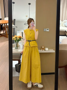 Summer New Style Womens Cotton Linen Set Sleeveless Tank Top And Wide Leg Pants Two Piece Set Breathable Comfortable Fashion