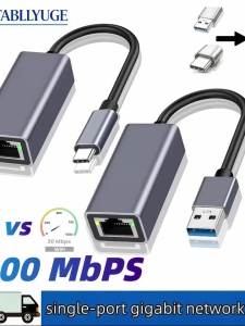USB 3. Type C to RJ45  Ethernet Adapter 10oombps Gigabit LAN Network Card Plug and Play for MacBook PC windows Laptop
