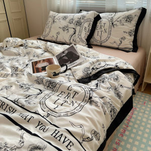 Summer Hepburn Washed Cotton Quilt Light Weight Machine Washable Air Conditioning Four-Piece Set Double Bed Thin Core Summer Quilt