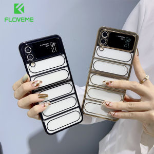 FLOVEME Luxury Plating Clear Phone Case For Samsung Galaxy Z Flip 5 Flip 4 Flip 3 5G Phantom Shield Armor Transparent Hard PC Shockproof Back Cover For Galaxy Z Flip 5 Flip 4 Flip 3