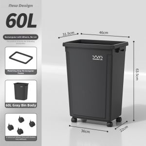 Portable Large Capacity Trash Can No Lid