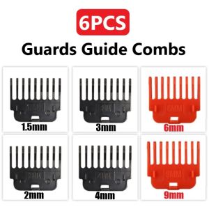 Kemei | 6PCS T9 Hair Clipper Guards Guide Combs Trimmer Cutting Guides Styling Tools Attachment Compatible 1.5mm 2mm 3mm 4mm 6mm 9mm
