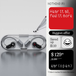 Nothing Ear (open) | Weightless ultra-light Open Sound Technology | Titanium-coated driver | AI Clear Voice Technology | Chat GPT on the go | IP54 for buds & case