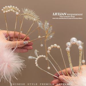 Pearl Pendant Hairpin Retro Temperament Bun Hair Hair Clip Metal U-shaped Hairpin Shiny Rhinestone Hairpin For Girl Woman Hair Accessories Acessorios Para Cabelo Accesorios Para El Pelo - Lazada