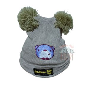 Topi Kupluk Pom Pom Rajut Anak Bayi Bordir Handmade Lucu untuk laki laki dan perempuan
