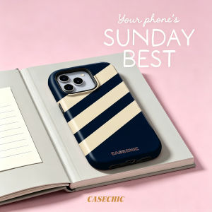 Potdemiel | Navy Cone Dots For Case For iPhone 17 16 15 Pro Max TPU Anti-Scratch Outer Shell Raised Screen CaseChic