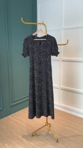 D11671 Star Flower Black Casual Dress