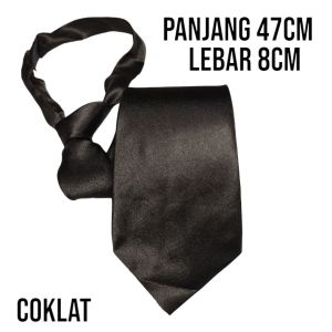 Dasi Instant Perekat Coklat Pria Wanita Lebar 8cm