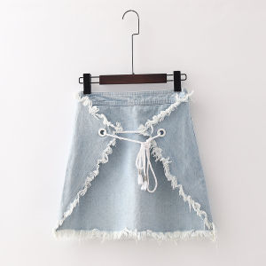 กระโปรงยีนส์ทรงเอเอวสูง กระโปรงสั้นทรงเอเข้ารูปสำหรับผู้หญิง ดีไซน์เรียบง่าย สไตล์สตรีท แฟชั่นฤดูร้อน 2024