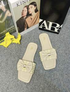 Sandal Selop Zara Flat Pita Kecil Cantik Trendy Sandal Wanita Kekinian Kode SM14