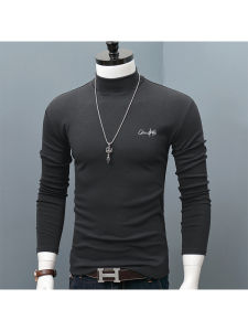 ฤดูใบไม้ร่วงฤดูหนาว WARM หนาขนแกะครึ่งคอเสื้อยืดสําหรับชายแขนยาวสบายๆแฟชั่นเสื้อกันหนาวตัวอักษร/ตัวเลข/รูปแบบข้อความ