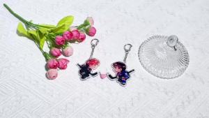 Bandai | 2pcs Apex Showdown Acrylic Couple Keychain Set Cute Charms Backpack Key Rings Couple Gift
