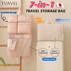 7-In-1 Travel Bag Storage Original Organizer Portable Underwear Bag Foldable Storage Large Capacity Waterproof Business Trip Luggage Bag Conveniet Carry-on Personal Clothes Storage Pouch Classified Storage Save Space Hangable Travel Bedroom Wardrobe