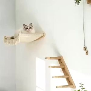 Cat Hammock Wall Mounted Shelf Qiangs Tassel Cat Hammock Cat Furniture for Sleeping Playing Climbing and Resting