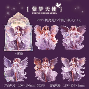 Angel Hymn Shell Light Stickers Waterproof Self Adhesive Decorative Cute Girl Scrapbooking Stickers PET Material