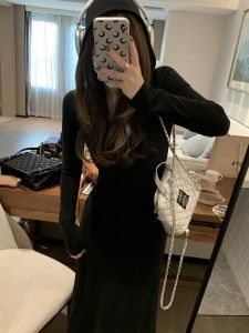 Casual Long Dress Velvet Slimming Black Coffee Color Cat Design Hoodie Style Fashionable Womens Dress Autumn Season Basic Model