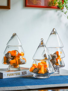 Cute Transparent Glass Storage Jar Coffee Capsule Christmas Window Birthday Party Creative Kitchen Storage Container Dustproof