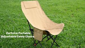 OKGO Folding Chair With Back Rest Adjustable High Back Moon Chair Folding Chair Camping Outdoor Cafe Commercial Chair