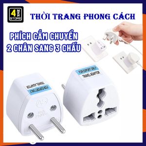 Phích Cắm Điện Chuyển Đổi Từ 2 Chân Sang 3 Chấu Jack Cắm Tròn Chịu Nhiệt - Bộ Chuyển Đổi Chui