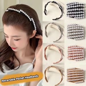 กิ๊บติดผมแบบพับได้แบบยืดหดได้สำหรับผู้หญิงห่วงที่คาดผมแบบผ้ากันลื่นพร้อมฟันเครื่องประดับผมแฟชั่น