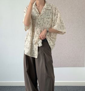 Retro Floral Cuban Collar Loose Summer Shirt Short Sleeve Womens Style Beachwear Casual Youth Polyester Fiber No Ironing Needed