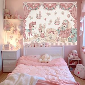 VIKAMA Retro Nông Thôn Cô Gái Lolita Tấm Thảm Treo Vải Hoa Câu Chuyện Cổ Tích Tường Phòng Khách Nền Trang Trí Polyester
