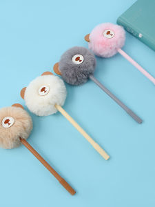 Cute Bear Furry Neutral Pen Student Lovely Ball Pen Warm Endearing Baby Plush Pen Creative Cartoon Bear Fluffy Writing Tool