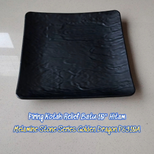 Piring Kotak Relief Batu 10" Melamine Stone Series - Golden Dragon P6910A