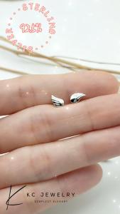 KC Jewelry S925 Sterling Silver Angel Wings Stud Earrings