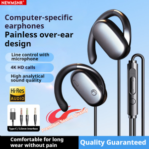 Newmsnr | For Business Open Ear Type C&3.5mm Wired Headphones Stereo Sound Sports Earbuds Gamer Headsets Earphones with HD Mic For Samsung