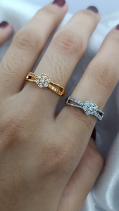 COD Cincin Berlapis Emas 24k Gold Zirkon Wanita Rings Anti Karat Asli Emas Couple Dewasa Dan Luntur Logam Aksesoris