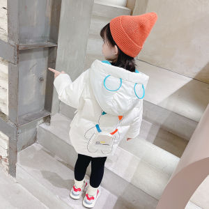 Baby Girl Fashion Bear Backpack Cotton-Padded Coat 2024 Fall and Winter New Arrival Little Girl K-style Western Style down Cotton-Padded Coat Female
