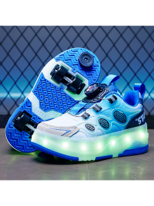 Boys Quad Roller Skates Flashing Light Inline Skating Shoes Summer New Style Four-Wheel Speed Walking Skateboard for Kids