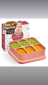 Atti Rabbit Soksok Silicone Multi Cube Square 6 Compartment 360ml Baby Food Freezer Tray Korean Container