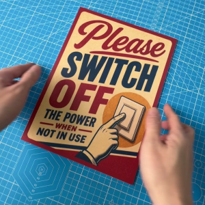 Please Switch Off The Power When Not in Use. Sticker Sign Signboard Board Signage Notice. Turn Off Light Save Electric