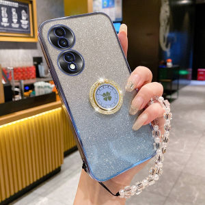 Huawei Honor 80 pro 5G Silicone Case Gradient Transparent Full Cover Anti-Fall Curved Screen Womens Case with Stand Protection