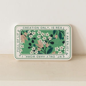 Green Garden Set Premium Lightweight Absorbent Water-Proof Non-Slip Silicone Cup Mat for Bathroom Vanity Desk French Style Square