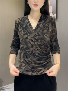 QINGNAER | Plus Size Aging-Resistant Vintage Floral V-Neck Waist-Shaping Tunic