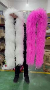 White Black 3-20Ply Ostrich Feathers Boa Thick Shawl Natural Ostrich Plumas Boa Scarf for Carnival Stage Dress DIY Sewing