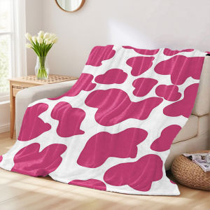 Beast Kingdom | Pink Cow Print Flannel Blankets Are Perfect For Sofas Office Beds Travel Sleep And Use Throughout The Four Seasons
