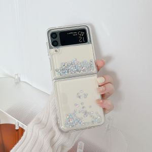 Ultra-Thin Full-Coverage Sparkling Diamond Protection Case for Foldable Screen Samsung Z Flip6 Galaxy Z Flip5/4/3 Anti-Fall Clear Cover