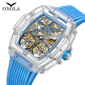 ONOLA Men Watches Luxury Fashion Plastic Transparent Hollow Full Automatic Mechanical Watch for Men Waterproof Clock